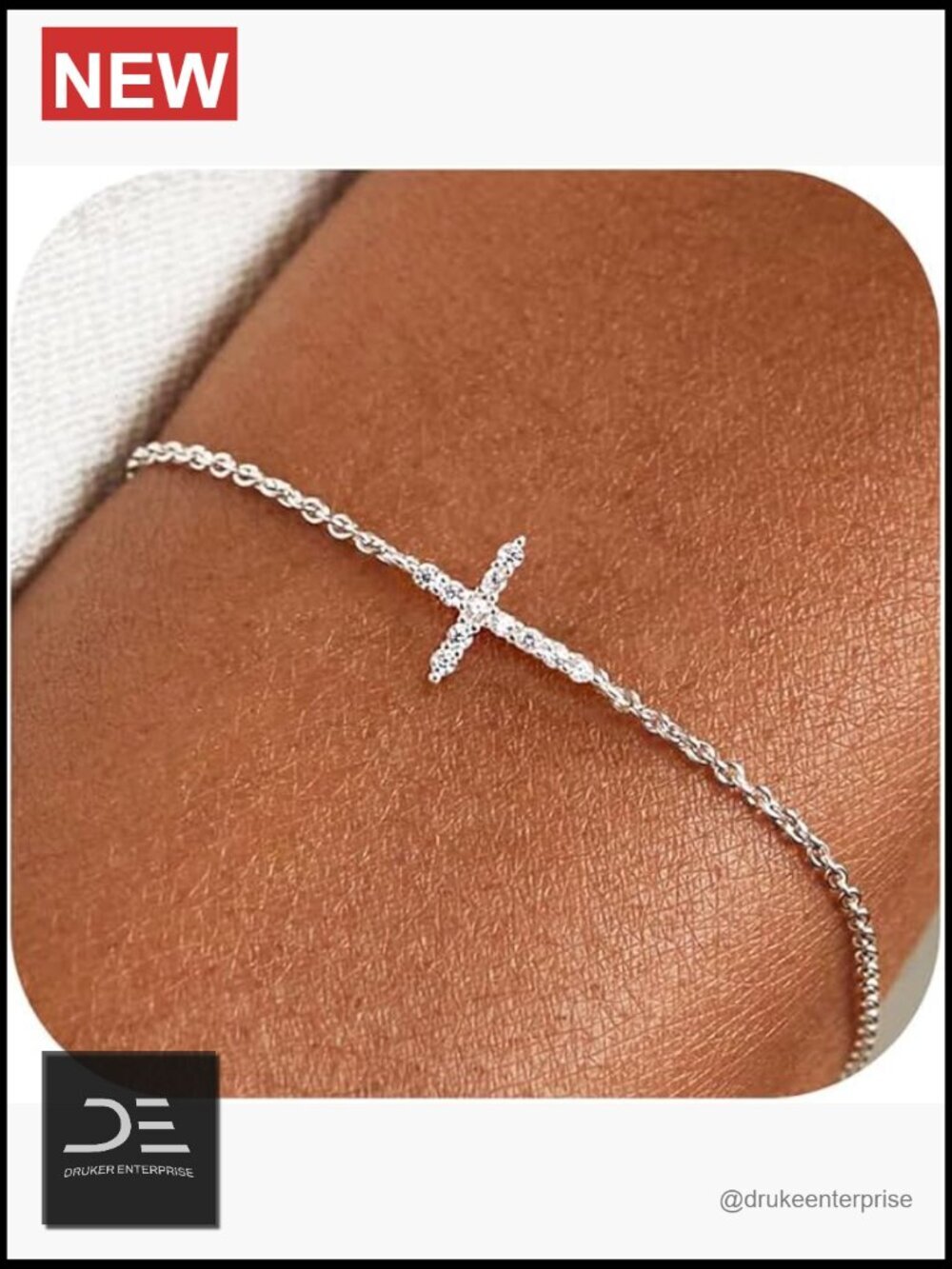 Dainty Cross Bracelet 925 Sterling Silver/14k Gold Plated CZ Chain Bracelet for